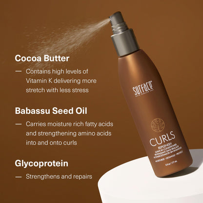 SURFACE Hair Curls Replenish Leave In Conditioner - Sulfate Free and Paraben Free Natural Hair Moisture 6oz
