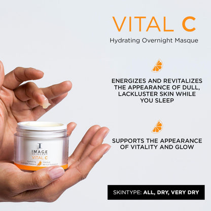 IMAGE Skincare, VITAL C Hydrating Overnight Masque, Revitalizing Sleeping Facial Mask with Blue-Green Algae Extract and Hyaluronic Acid, 2 oz