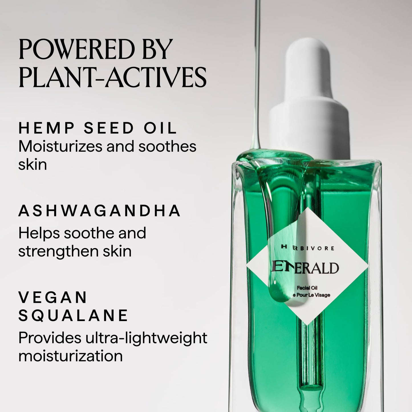 HERBIVORE Emerald Facial Oil | Calming & Soothing for Stressed Skin | Deeply Hydrating with Squalane & Ashwagandha, Safe for Blemish Prone Skin, Vegan