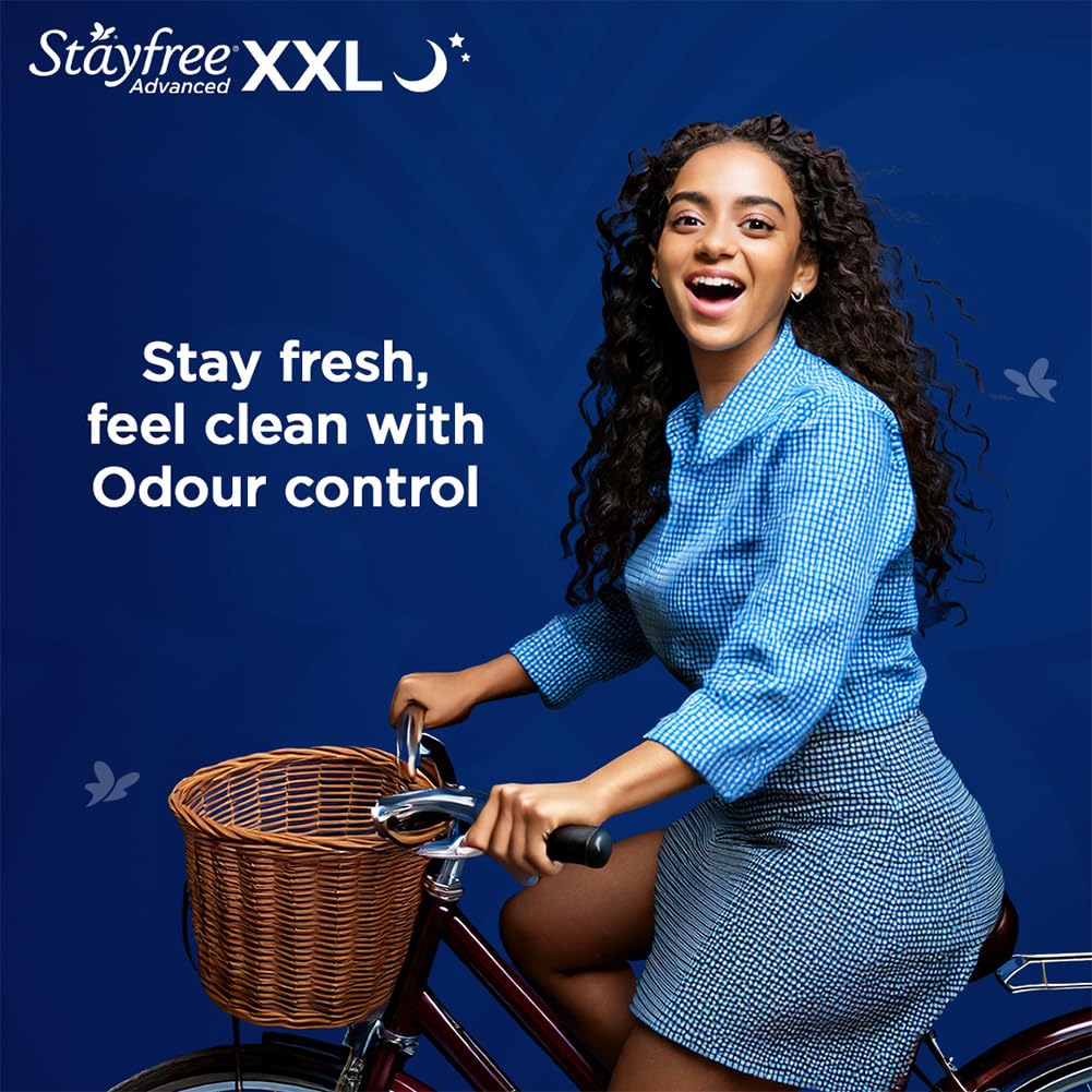 Stayfree Advanced Extra Large All Night Soft Cover Sanitary Pads For Women With Wings, 28 Pads
