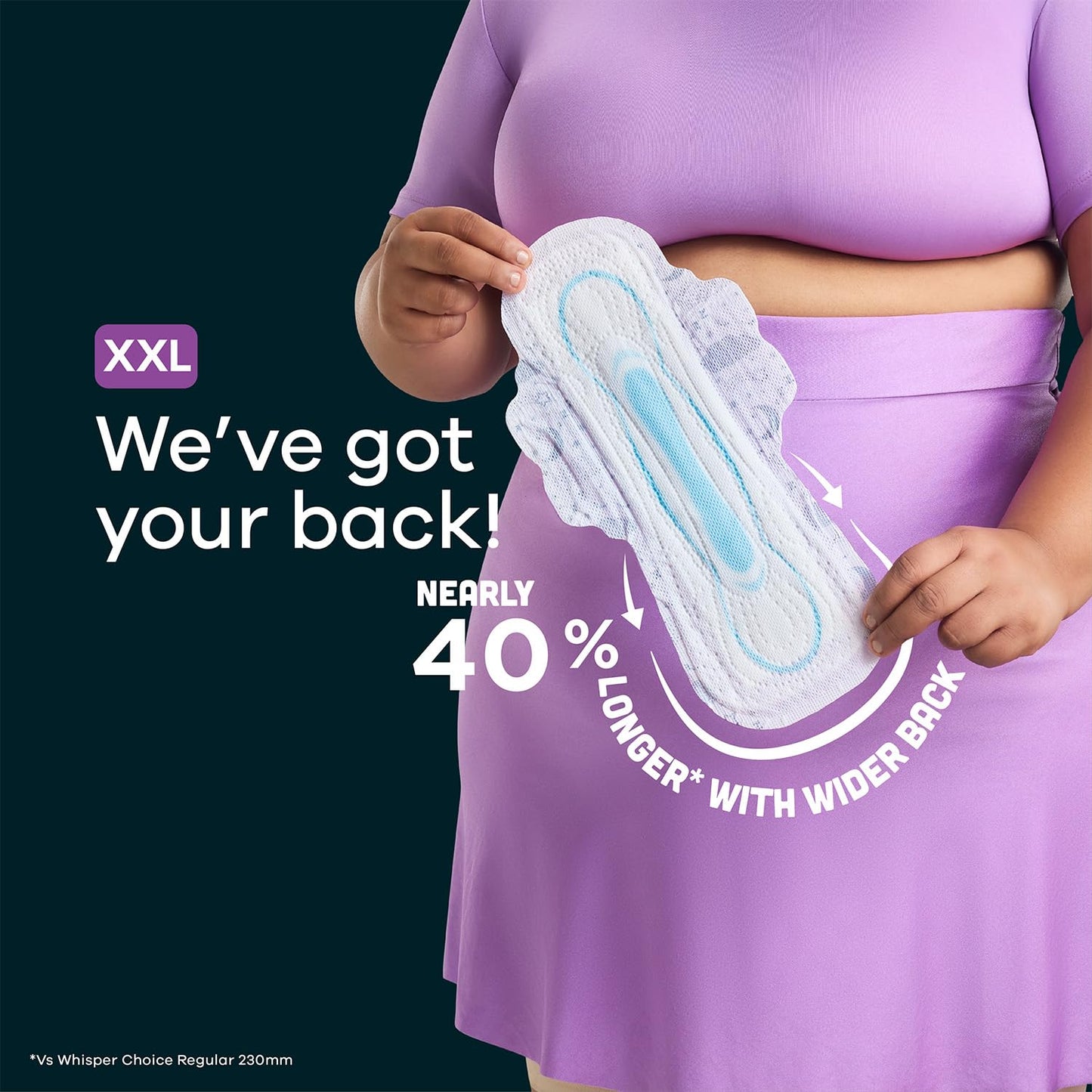 Whisper Ultra Night Sanitary Pads for Women, XL+ 44 Napkins
