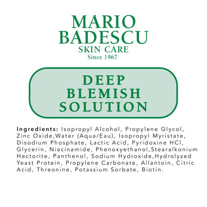 Mario Badescu Deep Blemish Solution, Spot Treatment for Face with Potent Zinc Oxide, Niacinamide and B Vitamins Overnight Treatment Serum that Targets Large Blemishes Under the Skin