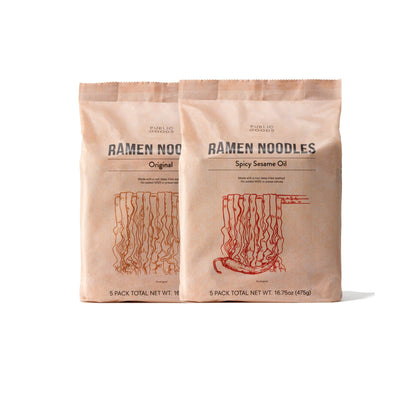 Public Goods Ramen Noodles | Brothless Vegan & Vegetarian Instant Ramen | Healthy, High Protein Asian Noodle | Preservative Free | No Added MSG | Original & Spicy Sesame Oil (10 Pack)