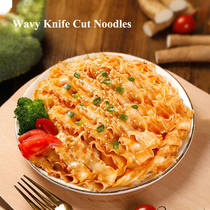 Fraunitsh Knife Sliced Noodles 17.63oz/500g, Instant Knife Shaved Noodles Wavy Knife Cut Noodles Unflavored, Chinese Asian Flat Dry Wide Noodles Hand-Cut Noodles, dao xiao mian, Quick Cooking