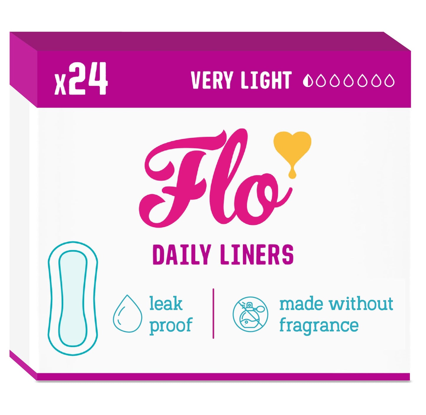 Flo - Daily Liners (24 Pack) - Organic Bamboo Panty Liners for Women - Very Light Flow - Wrapped, Ultra-Thin - Absorbent, Soft & Breathable - Fragrance Free - Vegan & Cruelty Free