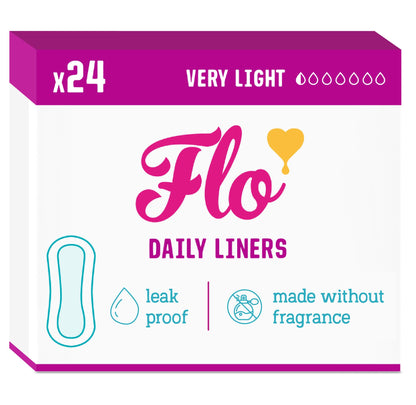Flo - Daily Liners (24 Pack) - Organic Bamboo Panty Liners for Women - Very Light Flow - Wrapped, Ultra-Thin - Absorbent, Soft & Breathable - Fragrance Free - Vegan & Cruelty Free