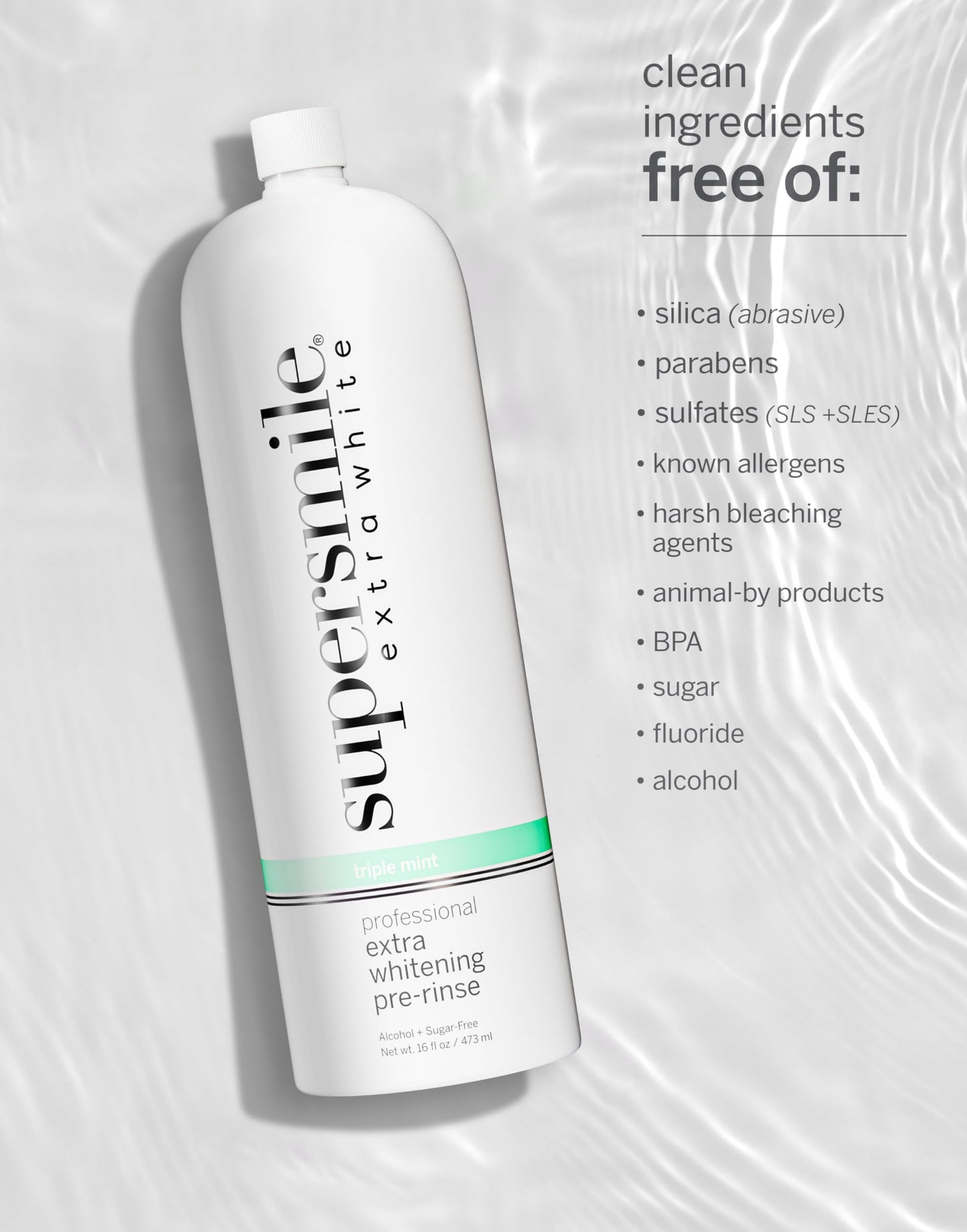 Supersmile Extra Whitening Pre-Rinse - Clinically Formulated Pre-Brush Mouthwash, Cleans and Whitens Teeth in Hard-to-Reach Places - Fresh Breath - Alcohol Free - Sugar Free