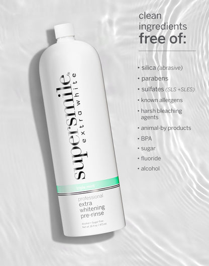 Supersmile Extra Whitening Pre-Rinse - Clinically Formulated Pre-Brush Mouthwash, Cleans and Whitens Teeth in Hard-to-Reach Places - Fresh Breath - Alcohol Free - Sugar Free