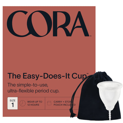 Cora Organic Feminine Care | 72 Overnight Pads with Wings and a Menstrual Period Cup | Medical Grade Silicone | Eco-Conscious | Bundle Pack