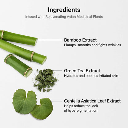 Melixir Vegan Bamboo Hydration Serum, Moisturizing Face Serum for Sensitive & Acne-Prone Skin, Hyaluronic Acid & Centella Asiatica, Improves Skin Texture & Wrinkles, Daily Korean Skincare (1.7 fl.oz.)