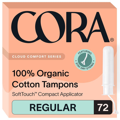 Cora Organic Feminine Care | Applicator Tampon Multipacks | Ultra-Absorbent, Unscented, Natural, Non-Toxic | 108 Total | Bundle Pack