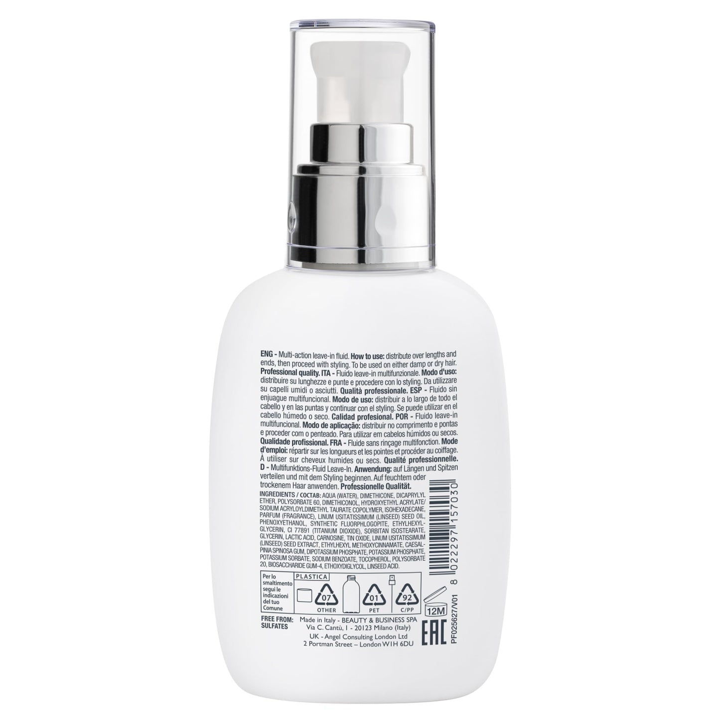 ALFAPARF MILANO Semi di Lino Diamond Extraordinary All-in-1 Leave-In Fluid with Thermal Protection - Detangles, Protects, Softens, Smooths, Controls, Seals Cuticles - Vegan Formula - 4.23 fl. oz.