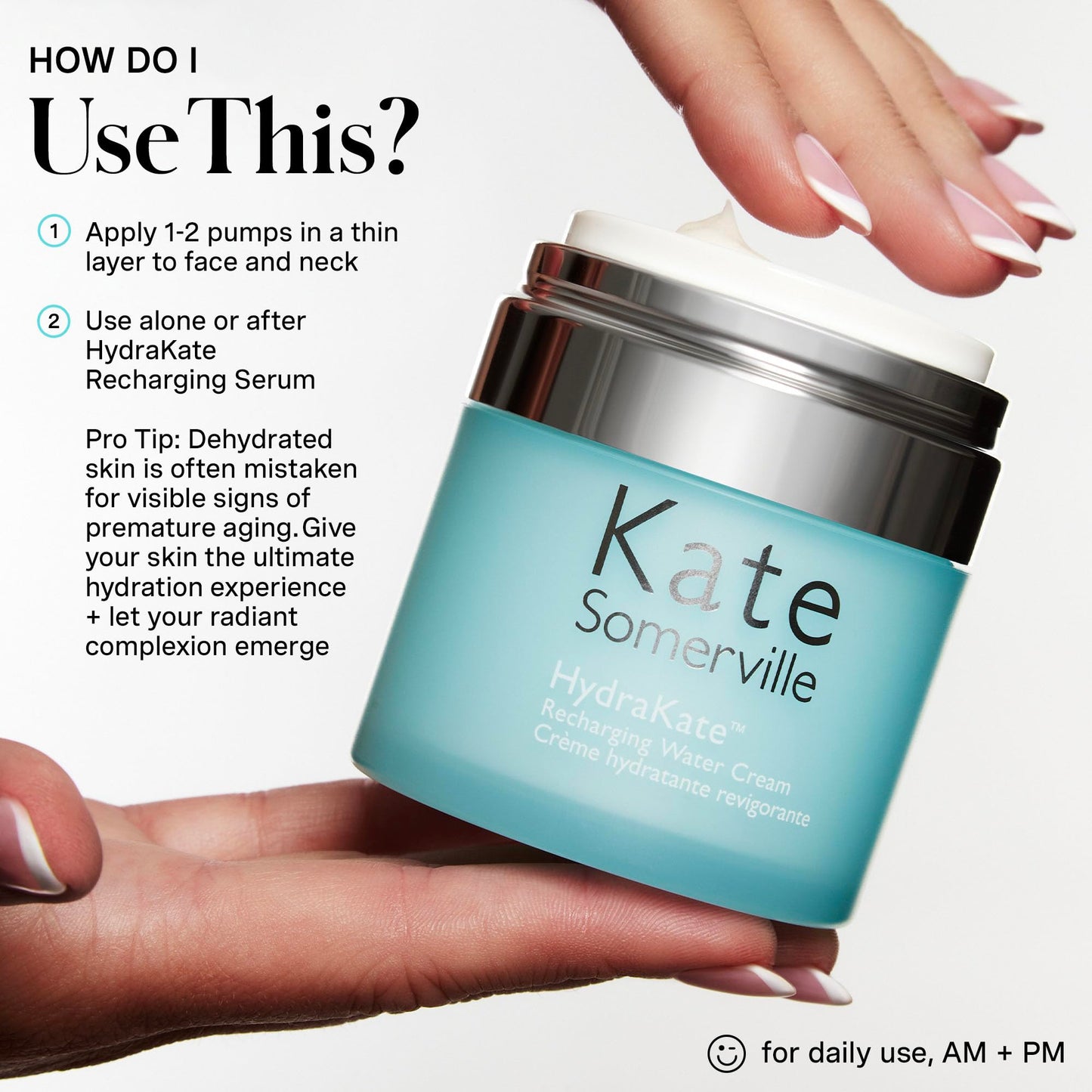 Kate Somerville HydraKate Recharging Water Cream – Facial Moisturizer, Recovers & Recharges Dry, Tired Skin, 1.7 Fl Oz