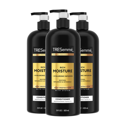 TRESemmé Moisture Rich Hydrating Conditioner 3 Count for Dry Hair Formulated With Pro Style Technology 28 Fl Oz