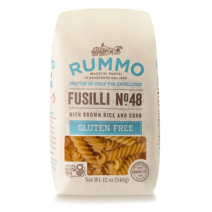 Rummo Gluten Free Fusilli N.48 - Gluten Free Fusilli Pasta Noodles, Made with Brown Rice & Corn, Pasta from Italy - 12 Ounce (Pack of 5)