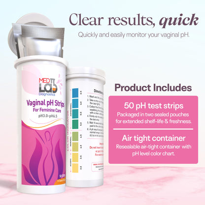 Vaginal ph Test Strips for Women(50 cnt). BV Home Test Kit for Bacterial Vaginosis, Yeast Infection and Menopause Strips. Feminine pH Test for Vaginal Acidity and Alkalinity. Strips in Sealed Pouches
