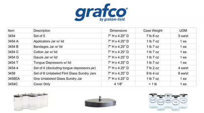 Grafco Glass Sundry Jar – Labeled 'Cotton' – Medical Dressing Storage