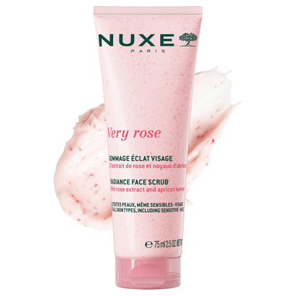 NUXE Very Rose Radiance Face Scrub with Floral Water. Gentle Exfoliating Care that Cleans Deeply for Soft, Smooth, Hydrated Skin. Suitable for Sensitive Skin, 2.5 Fl Oz