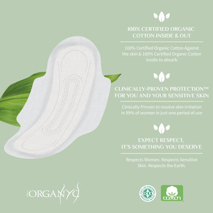 Organyc - Feminine Pads - Moderate Flow (10 Count) + Everyday Ultra-Thin Panty Liners (24 Count)
