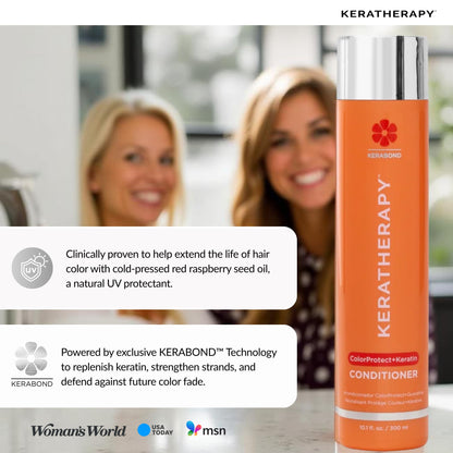 KERATHERAPY Keratin Infused Color Protect Conditioner, 10.1 fl. oz., 300 ml - Gluten Free Color Protecting Conditioner for Color Treated Hair with Kerabond Technology, Red Raspberry Oil, Omega 3 & 6