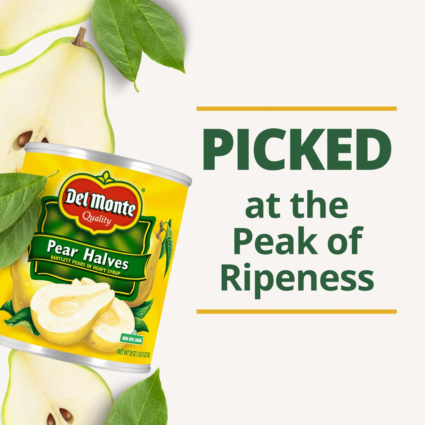 Del Monte Pear Halves, 29 oz. Can (pack of 6)
