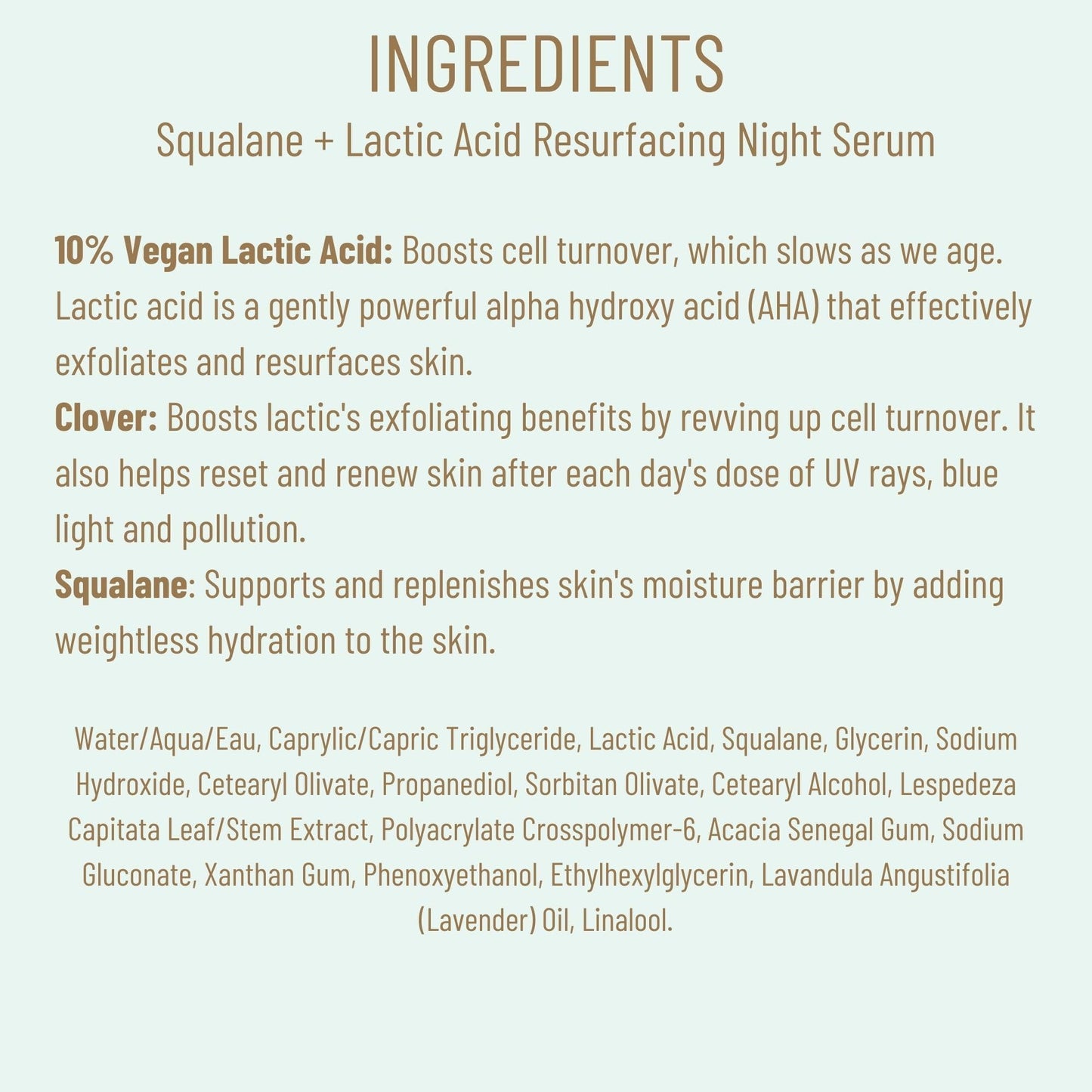 Biossance Squalane + Lactic Acid Resurfacing Night Serum - Vegan 10% Lactic Acid Face Serum for Skin Texture and Fine Lines - Gentle Night Exfoliant, Hydrating - Pore Reducer for Face, 1.0 Ounce