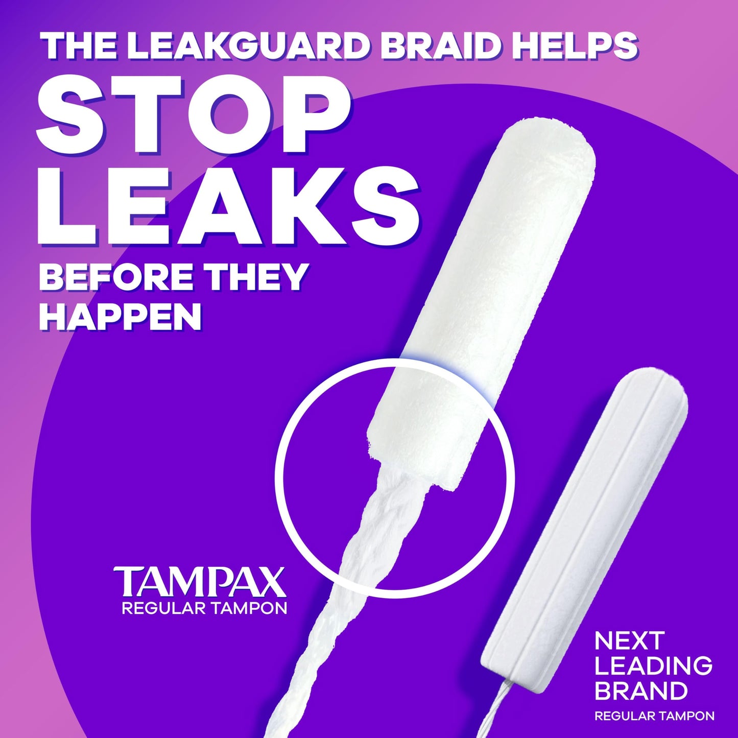 Tampax Radiant Tampons, with LeakGuard Braid, Super Plus Absorbency, Unscented, 28 Count