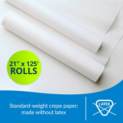 TIDI 617 Avalon Exam Table Paper, White, 21” x 125’ (Pack of 12) ― Standard Crepe Paper ― Hygienic Barrier ― for Medical Offices, Exam Rooms, Daycare Centers, Spas, Tattoo Studios ― Medical Supplies