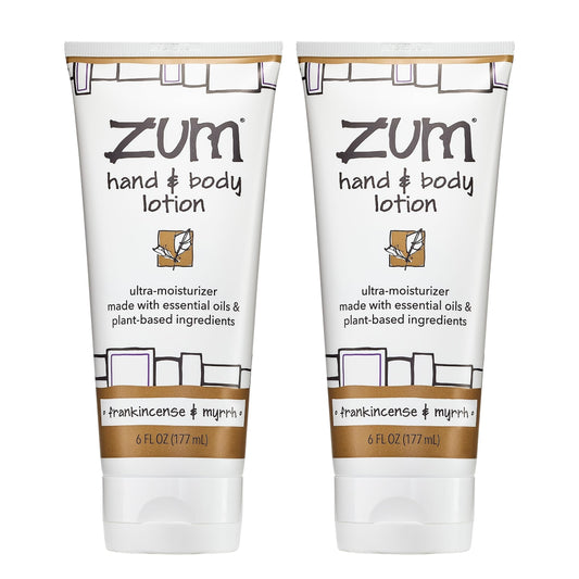 Zum Indigo Wild Hand & Body Lotion - Natural Hand Lotion for Dry Hands - Body Lotion for Women & Men - Body Moisturizers Include Shea Butter - Frankincense & Myrrh Scent - 6 fl oz (2 Pack)