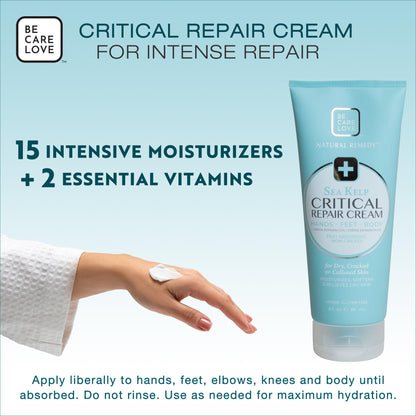 BCL Spa Critical Repair Cream with Organic Arnica Flower + Sea Kelp, intensely hydrating Argan Oil + Shea Butter to soothe + soften skin. 7 Fl Oz