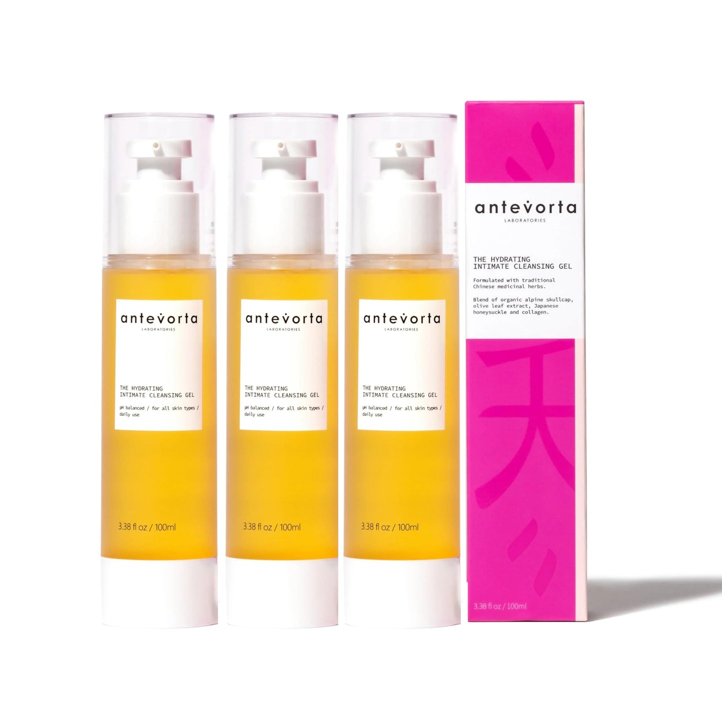Antevorta Feminine Wash for Vaginal Health Bundle - Intimate Cleansing Gel - Soothes Dryness, Itch, & Order - Menopause Irritability, Natural pH Balanced, Regular to Sensitive Skin - 3 Pack