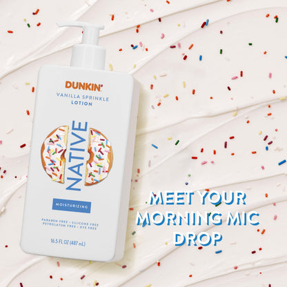 Native Body Lotion, Dunkin Vanilla Sprinkle, Moisturizer for Dry Skin with Plant-Based Ingredients, 16.5 oz