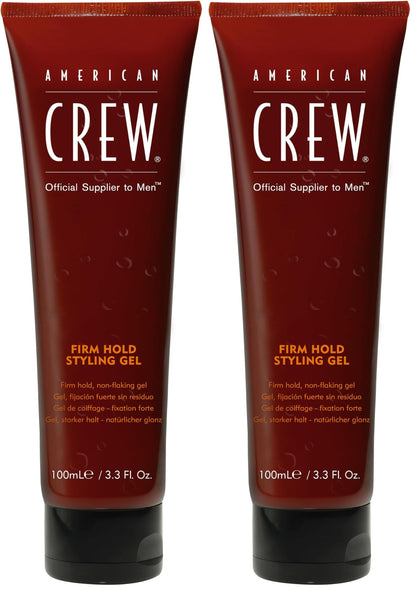 AMERICAN CREW Men's Hair Gel, Firm Hold, Non-Flaking Styling Gel, 3.3 Fl Oz (Pack of 2)