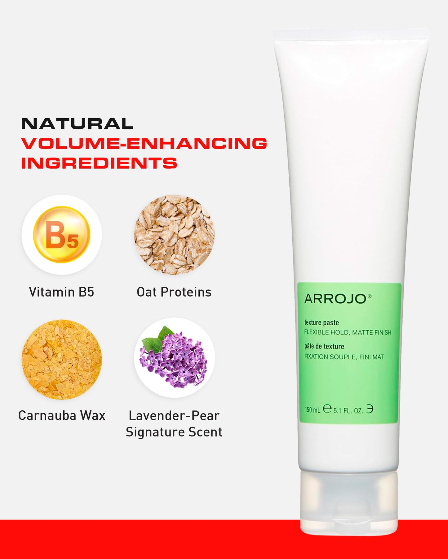 Arrojo Matte Texture Paste – Lavender Pear Scented Hair Styling Paste with Vitamin B5 & Carnauba Wax – Sulfate & Paraben Free