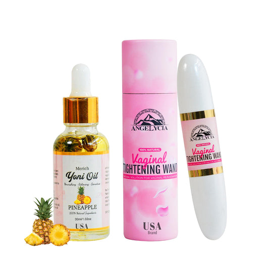 ANGELYCIA Ultimate Feminine Rejuvenation Combo, Virginity Wand and Feminine Yoni Detox Oil Pineapple, Vaginal Tightening Solution, Restores pH Balance for Women,