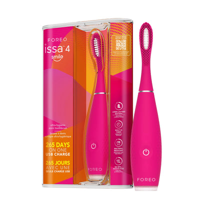 FOREO ISSA 4 Smile Electric Toothbrush – Compact & Travel-Friendly, 4-in-1 Hybrid Brush Head, Tough on Plaque, Long Battery Life (265 Days), 6-Month Brush Head Replacement