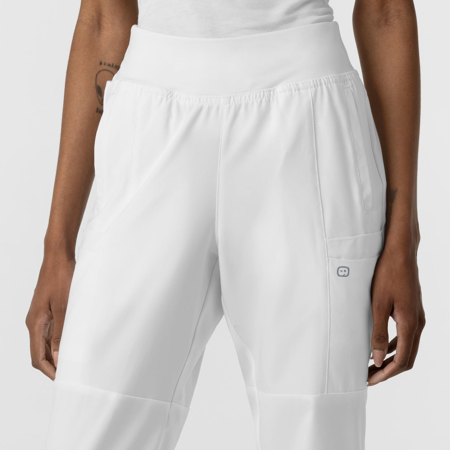 Women's Comfort Waist Cargo Jogger Scrub Pant, White, 3X PET