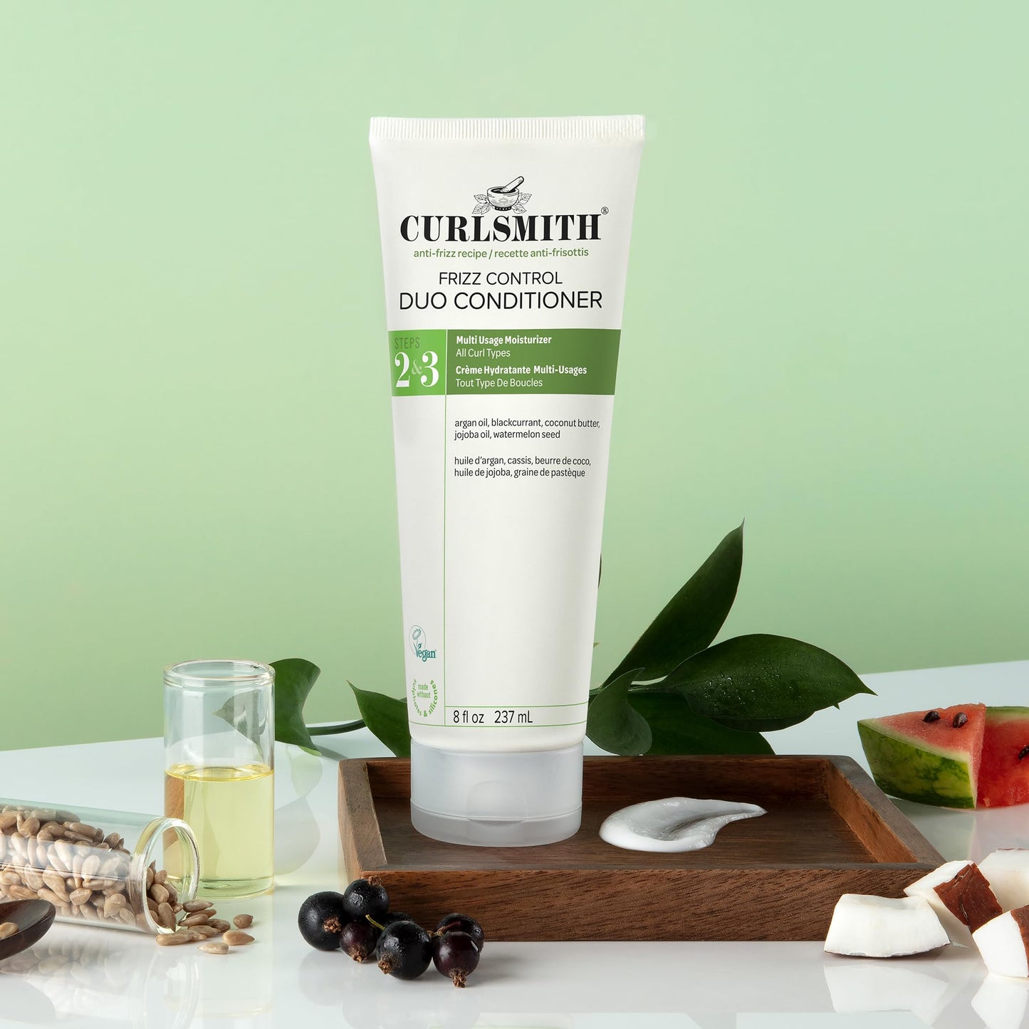 CURLSMITH Frizz Control Duo Conditioner - Moisturizing Anti-Frizz Condtioner and Nourishing Leave-In for Frizz Control, For All Curl Types, Vegan & Cruelty Free