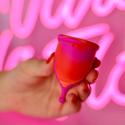Reusable Menstrual Cup -100% Medical Grade Silicone - No Metals or Toxins - Soft & Comfortable Period Care - Leak Free - 10 Hours of Protection - Size AA-Rose Rage