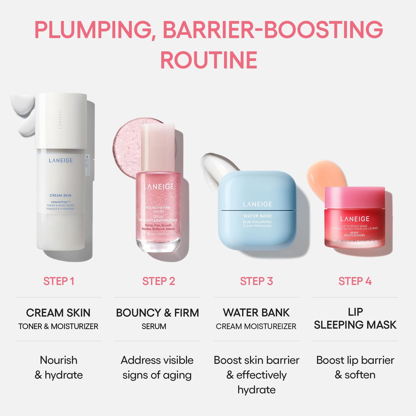 LANEIGE Bouncy & Firm Serum: Korean Slow Aging Collagen Serum with Peptides for Plumping, Firming, & Hydrating