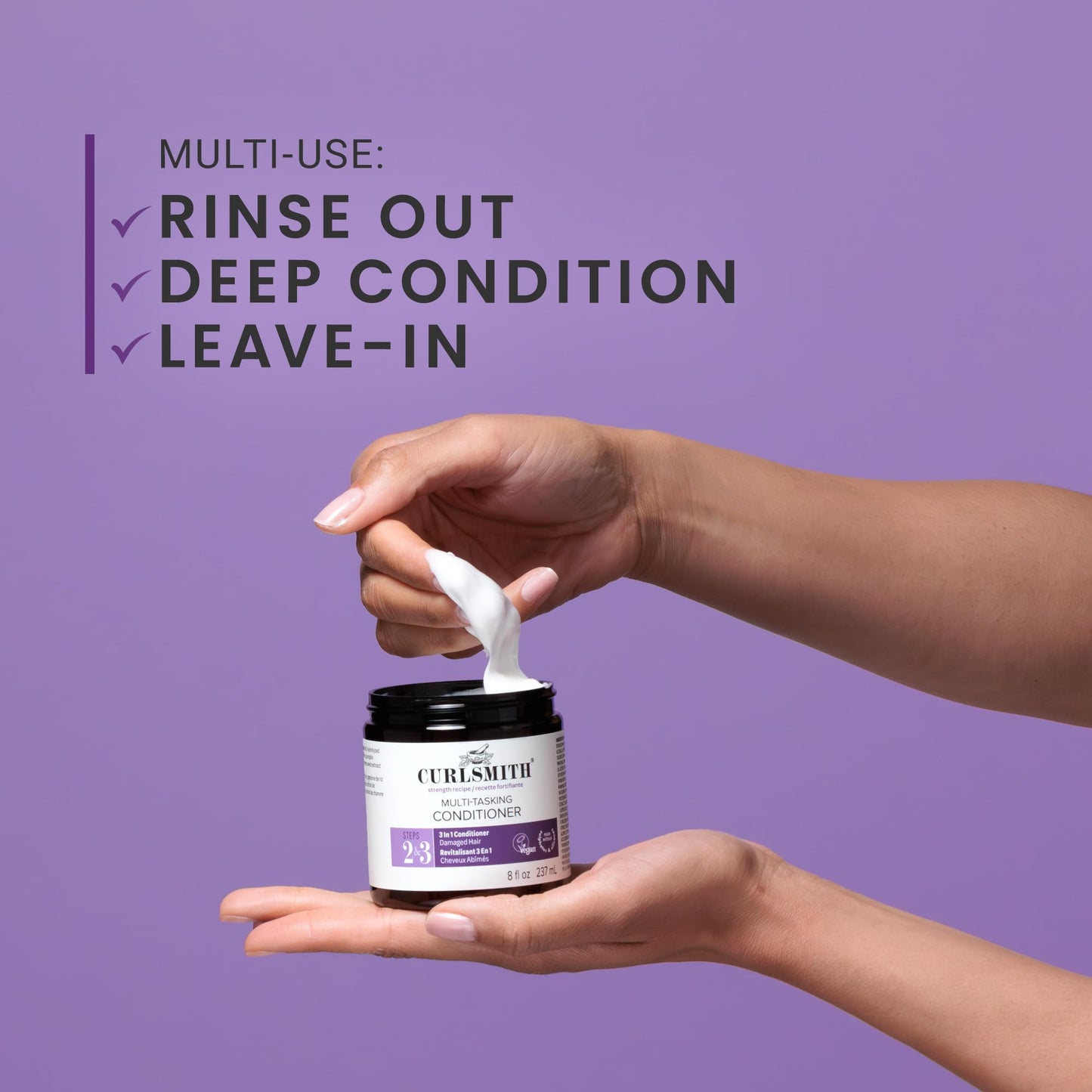 CURLSMITH Multi-Tasking 3-in-1 Curl Conditioner, Use as a Protein-Rich Rinse Out, Leave In or Deep Conditioner, For All Curl Types, Vegan & Cruelty-free