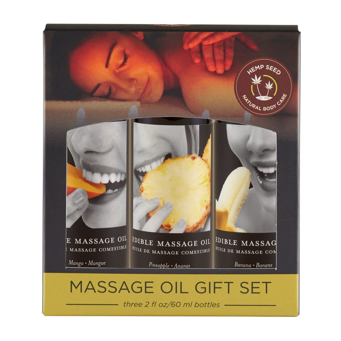 Earthly Body Edible Massage Oil - Hemp Seed, Almond, Grapeseed, Apricot & Vitamin E Oil - Vegan & Cruelty Free