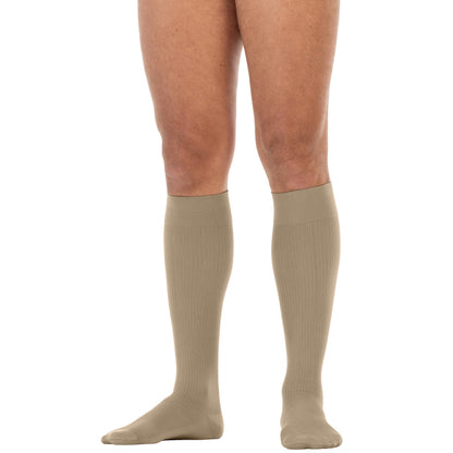 JOBST forMen Compression Socks 15-20 mmHg Knee High, with SoftFit Band, Closed Toe, Khaki, Large