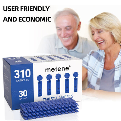 Metene 310 Count 30 Gauge Sterile Lancets for Blood Sugar Test, Dark Blue