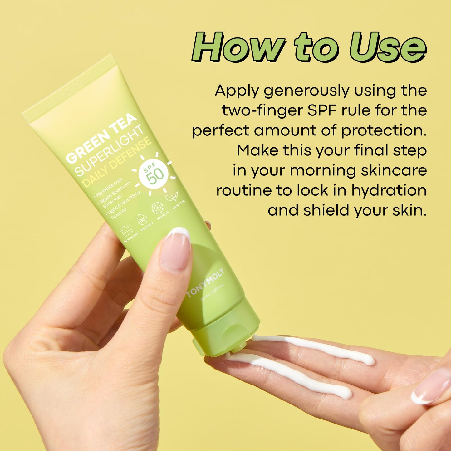 TONYMOLY Green Tea Korean Sunscreen SPF 50 – Non-Greasy Broad Spectrum Face Sunscreen with Niacinamide, Panthenol & Hyaluronic Acid, Travel Size 50ml