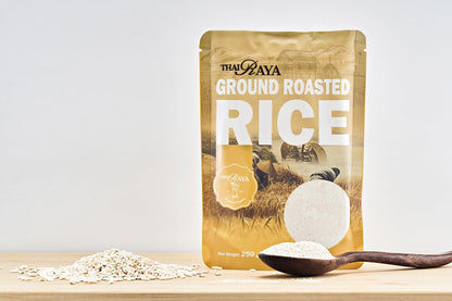 ThaiRaya Ground Roasted Rice (Khao kua), 250 grams, 8.8 oz Thai food ingredient Laab Namtok zip lock bag easy to store