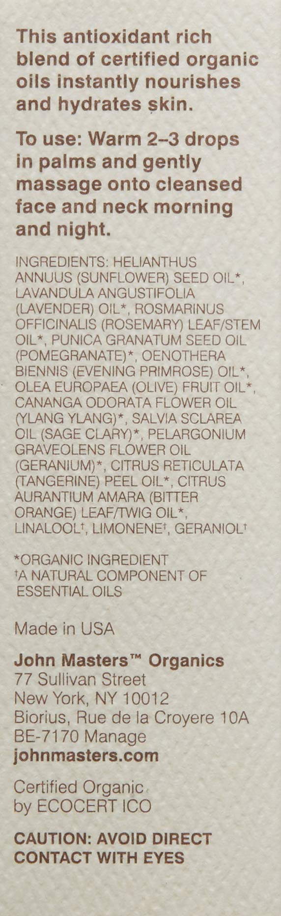 JOHN MASTERS Organic Pomegranate Facial Nourishing Oil, 29 ML
