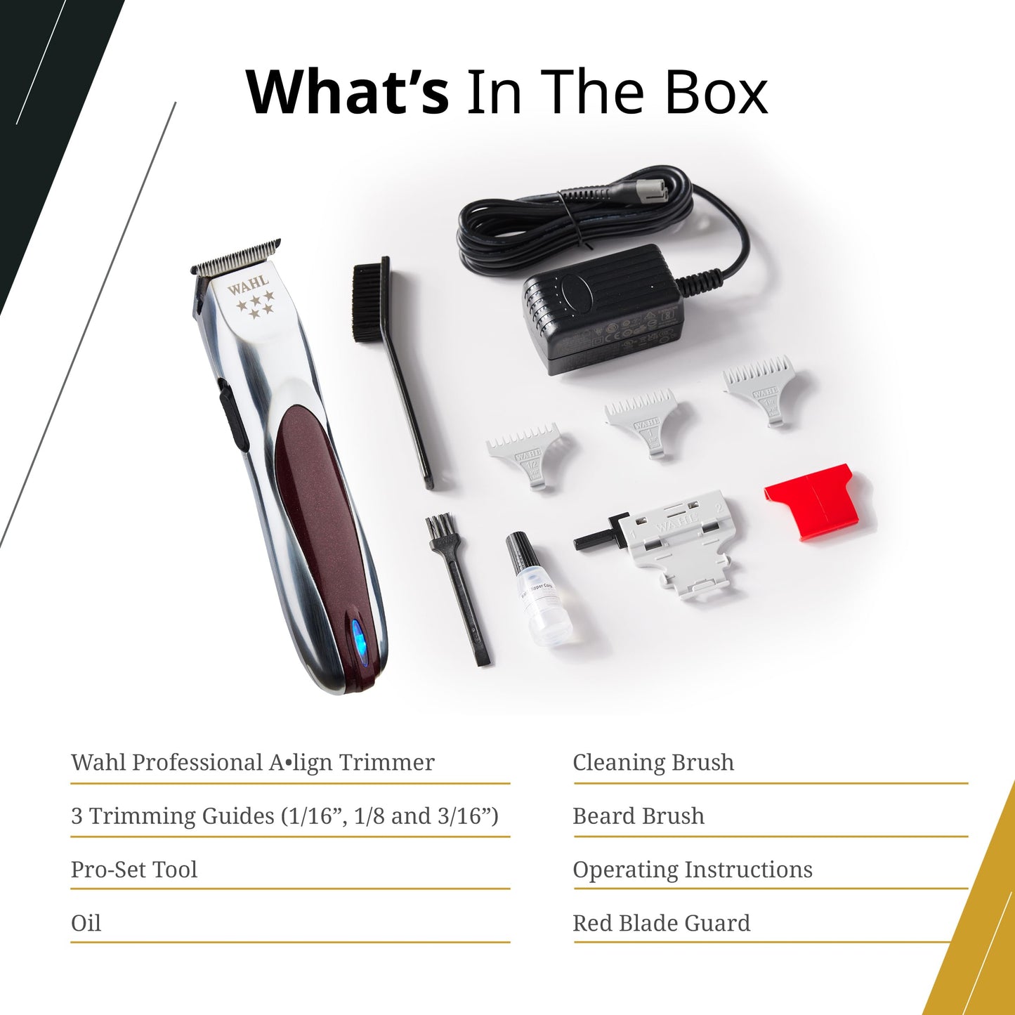 Wahl Professional 5 Star Align Trimmer, Narrow T-Blade, High-Speed Rotary Motor, Cordless 180-Minute Run Time