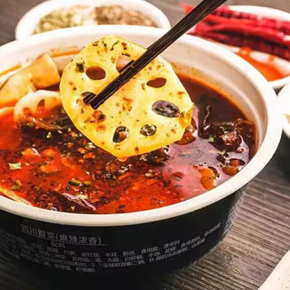 Yumei 4 Pack Sichuan Maocai, Szechuan Hot Pot with Veggies Noodles Bean Vermicelli 2.9lb. Spicy Flavor.