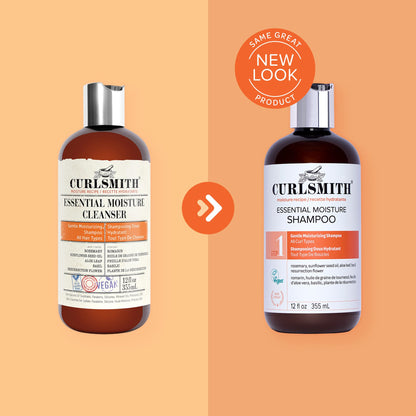 CURLSMITH - Essential Moisture Cleanser, Gentle Nourishing Shampoo for Wavy, Curly and Coily Hair, Vegan